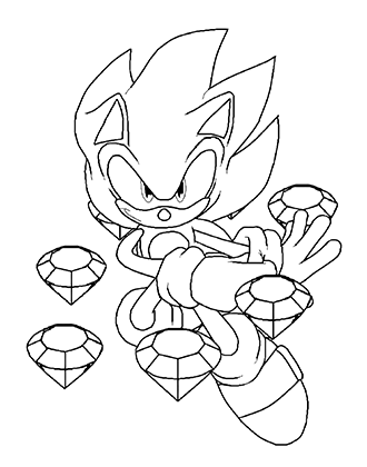 Sonic With Diamonds Coloring Page