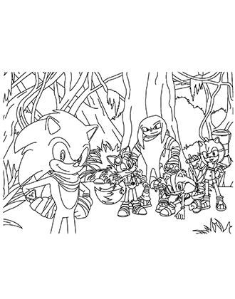 Sonic and Friends In Jungle Coloring Page