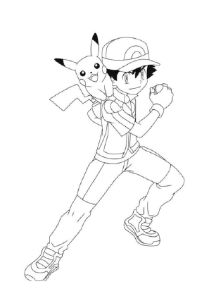 Ash And Pikachu Coloring Page