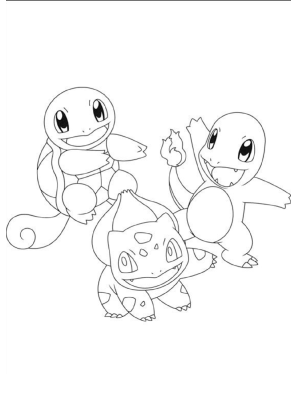 Bulbasaur Charmander Squirtle Coloring Page