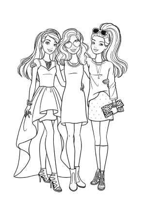 Barbie and Friends Coloring Page