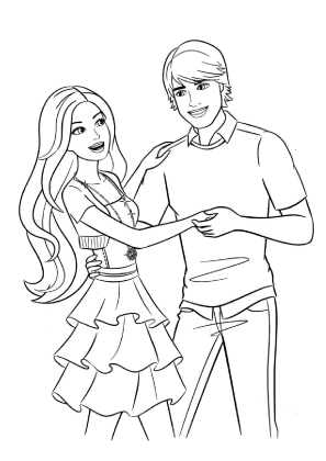 Barbie and Ken Dancing Coloring Page