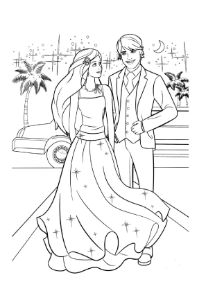 Barbie and Ken Red Carpet Coloring Page