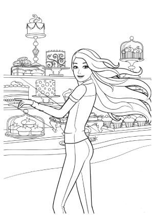 Barbie at the Cake Shop Coloring Page