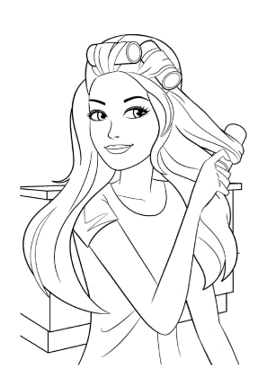 Barbie Doing Hair Coloring Page
