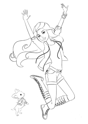 Barbie Jumping Coloring Page