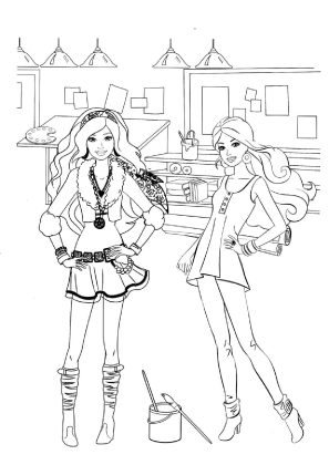 Barbie Painting Coloring Page