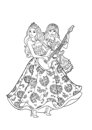 Barbie Playing Guitar Coloring Page