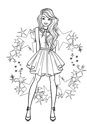 Barbie Stars Coloring Page