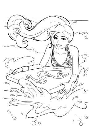 Barbie Surfing Coloring Sheet