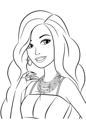 Beautiful Barbie Face Coloring Page