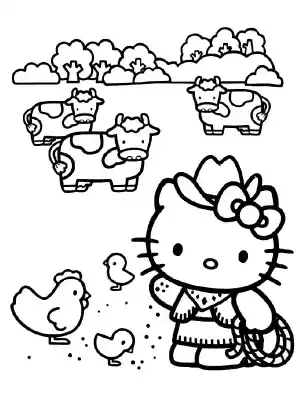 Hello Kitty Cowgirl Coloring Page