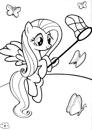 Fluttershy Catching Butterfly Coloring Page