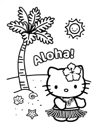 Hello Kitty Aloha Coloring Page
