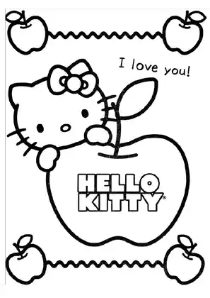 Hello Kitty Apple Coloring Page