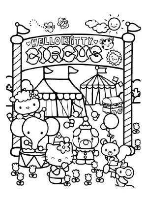 Hello Kitty Circus Coloring Page