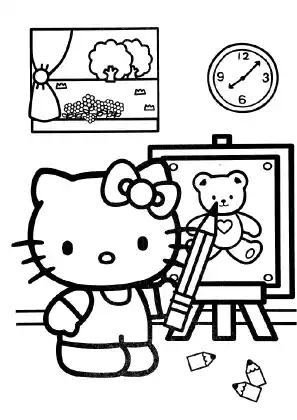 Hello Kitty Drawing Coloring Sheet