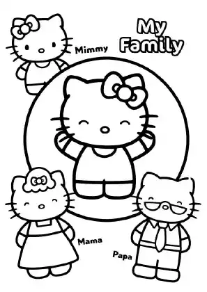 Hello Kitty Family Coloring Sheet