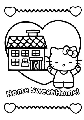 Hello Kitty Home Sweet Home Coloring Page
