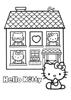 Hello Kitty House Coloring Sheet