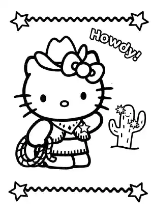 Hello Kitty Howdy Coloring Page