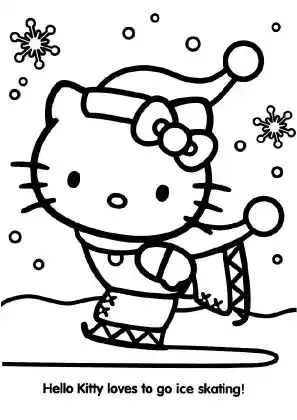 Hello Kitty Ice Skating Coloring Page
