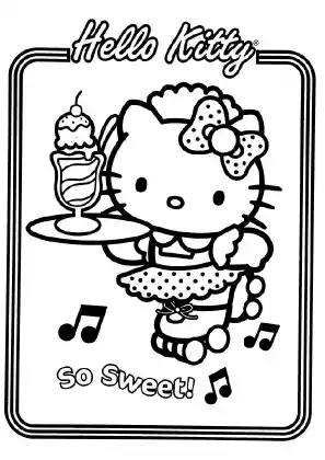 Hello Kitty Ice Cream Coloring Page
