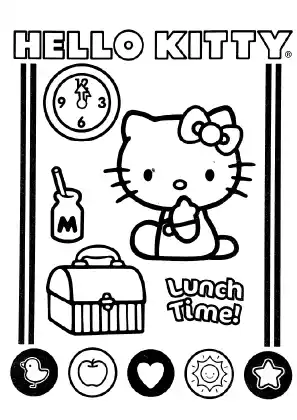 Hello Kitty Lunch Time Coloring Page
