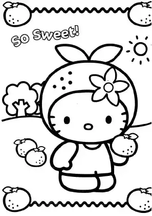 Hello Kitty So Sweet Coloring Page
