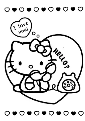 Hello Kitty Valentines Day Coloring Page
