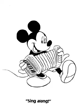 Mickey Playin Accordion Coloring Sheet