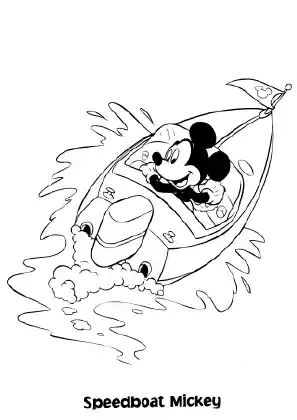 Mickey Speedboat Coloring Page