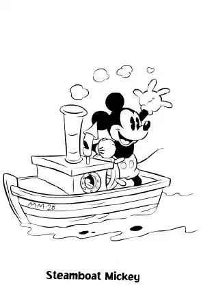 Mickey Steamboat Coloring Page