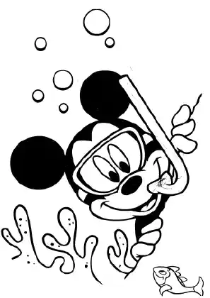Mickey Under The Sea Coloring Page