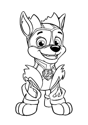 Mighty Pups Chase Coloring Page 