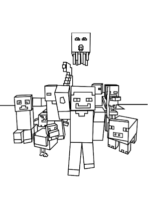 Minecraft Characters Coloring Page