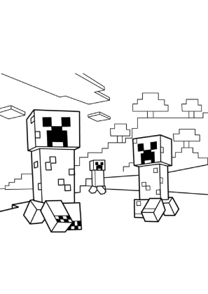Minecraft Creepers Coloring Sheet