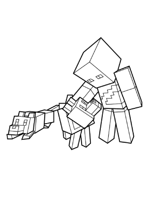 Minecraft Petting Wolf Coloring Page