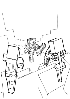 Minecraft Skeleton Attacks Coloring Page