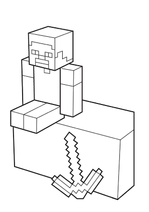 Minecraft Steve Sitting Coloring Page