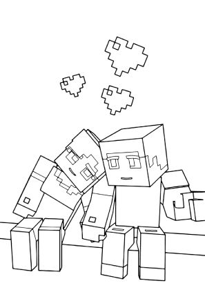 Minecraft Valentines Day Coloring Page