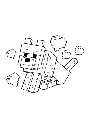 Minecraft Wolf Coloring Page
