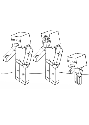Minecraf Zombies Coloring Page