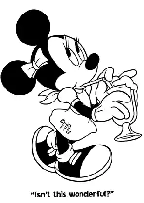 Minnie Drinking Juice Coloring Page