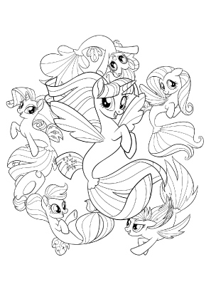 My Little Pony Mermaids Coloring Page