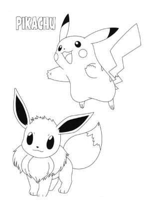 Pikachu and Eevee Coloring Page
