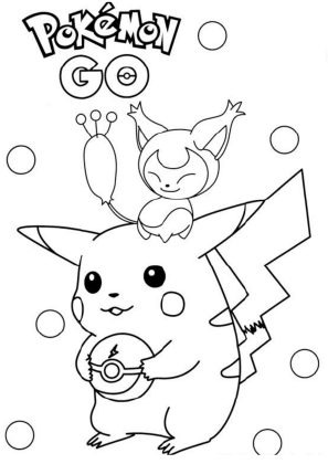 Pikachu and Skitty Coloring Page