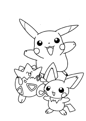 Pikachu and Togepi Coloring Page