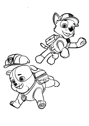 Rubble and Chase Coloring Page